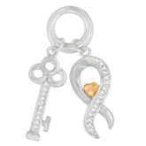 Two Tone .925 Sterling Silver 1/6 cttw Diamond Symbol Key Pendant Necklace (H-I, I1-I2)