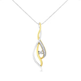 Espira 10K Two-Tone Gold Round Cut Diamond Cascade Pendant Necklace (1/10 cttw, J-K Color, I2-I3 Clarity)