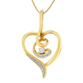 Espira 10K Yellow Gold .03 Cttw Diamond-Accented Round-Cut Diamond Swirl Open Heart 18" Pendant Necklace (I-J Color, I2-I3 Clarity)
