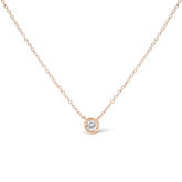 10K Rose Gold 1/5 Carat Round Brilliant-Cut Diamond Modern Bezel-Set Solitaire 16"-18" Pendant Necklace (H-I Color, SI2-I1 Clarity)