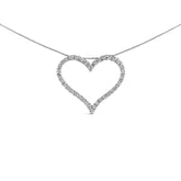 14K White Gold 3.0 Cttw Lab Grown Diamond Open Heart Pendant Necklace