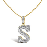 Men's 10K Yellow Gold 1 5/8 Cttw Letter S Initial Pendant Necklace