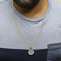 10K Yellow Gold 2-1/3 Cttw Diamond Bitcoin Letter B Pendant Necklace