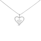 925 Sterling Silver 1/10ct TDW Diamond Heart Pendant Necklace 18"