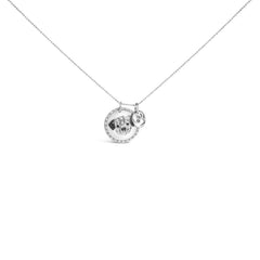 .925 Sterling Silver 1/4 Cttw White and Black Diamond Pitbull Dog Medallion and Charm 18" Pendant Necklace (I-J Color, I2-I3 Clarity)
