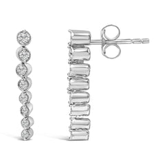 .925 Sterling Silver 1/4 Cttw Diamond Graduated Dangle Earrings