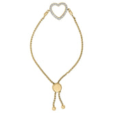 Gold Vermeil Diamond Accent Heart Lariat Bolo Bracelet