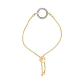 Gold Vermeil Diamond Accent Circle Lariat Bolo Bracelet