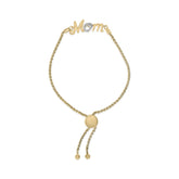 Gold Vermeil Diamond Accent "MOM" Lariat Bolo Bracelet