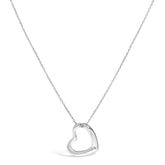 Sterling Silver Bezel Set Diamond Accent Heart Pendant Necklace