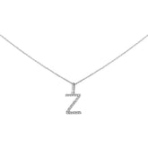 Sterling Silver Diamond Accent "A-Z" Initial Pendant Necklace