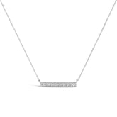 Sterling Silver Diamond Accent Milgrain Bar Pendant Necklace