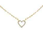 Gold Vermeil 1/10 Cttw Diamond Paperclip Chain Heart Pendant Necklace