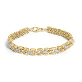 Gold Vermeil Plated Sterling Silver 1/7 Cttw Diamond Panther Link Bracelet