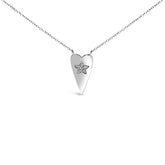.925 Sterling Silver Diamond Heart with Star Pendant Necklace