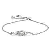 Sterling Silver 1/10 Cttw Diamond Keyhole Charm Bolo Bracelet