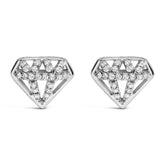 Sterling Silver 1/6 Cttw Diamond Motif Stud Earrings