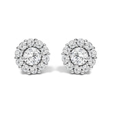10K White Gold 3.0 Cttw Lab Grown Diamond Halo Stud Earrings
