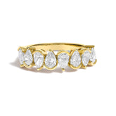 14K Gold 1 2/3 Cttw Lab Grown Pear Shaped Diamond Band Ring