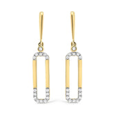 14K Yellow Gold 1/5 Cttw Diamond Paper Clip Dangle Earrings