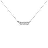 Sterling Silver 1/5 Cttw Round Diamond 3 Stone Station Bar Necklace