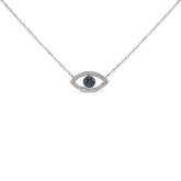 Sterling Silver 1/4 Cttw Blue and White Diamond Evil Eye Necklace