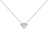 Sterling Silver 1/6 Cttw Diamond Shaped Diamond Pendant Necklace