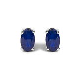Sterling Silver 0.60 Cttw Oval Blue Sapphire Solitaire Stud Earrings
