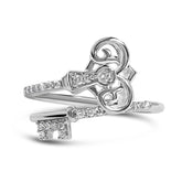 Sterling Silver 1/6 Cttw Key and Keyhole Diamond Ring
