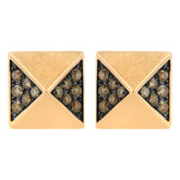 14K Rose Gold 1/4 Cttw Brown Diamond Pyramid Stud Earring (Brown Color, SI1-SI2 Clarity)