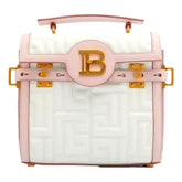 Balmain B-Buzz 23 Pink White Quilted Leather Tote Bag
