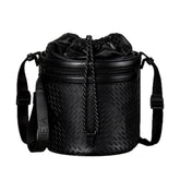 Bottega Veneta Perforated Black Nappa Leather Drawstring Bucket Crossbody Bag