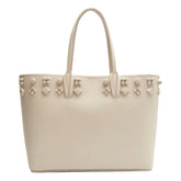 Christian Louboutin Cabata Spike Large Tote Leche Ivory Leather Shoulder Bag