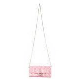 Fendi Baguette Wallet on Chain Metallic Pink FF Embossed Crossbody Bag