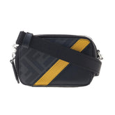 Fendi FF Diagonal Stripe Mini Camera Crossbody Bag Black Canvas Leather