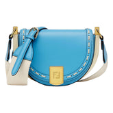 Fendi Moonlight Satchel Crossbody Cyber Blue Leather FF Logo Bag