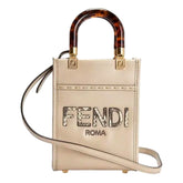 Fendi Mini Sunshine Shopper Tote Crossbody Nude Calfskin Snake Print