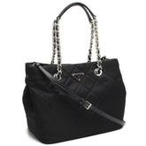 Prada Quilted Tessuto Nylon Chain Shoulder Tote Bag Black