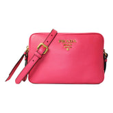 Prada Peonia Pink Vitello Phenix Leather Double Zip Crossbody