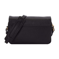 Prada Vitello Phenix Black Leather Flap Crossbody Bag