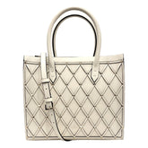Valentino Garavani Beehive Lattice Ivory Studded Calfskin Leather Crossbody Tote Bag