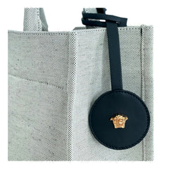 Versace Studded Logo Mini Tote Ecru Canvas Crossbody Bag Gold Hardware