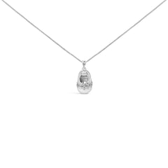 14K White Gold Diamond Accent Baby Shoe with Bow Pendant 18" Necklace (G-H Color, SI1-SI2 Clarity)