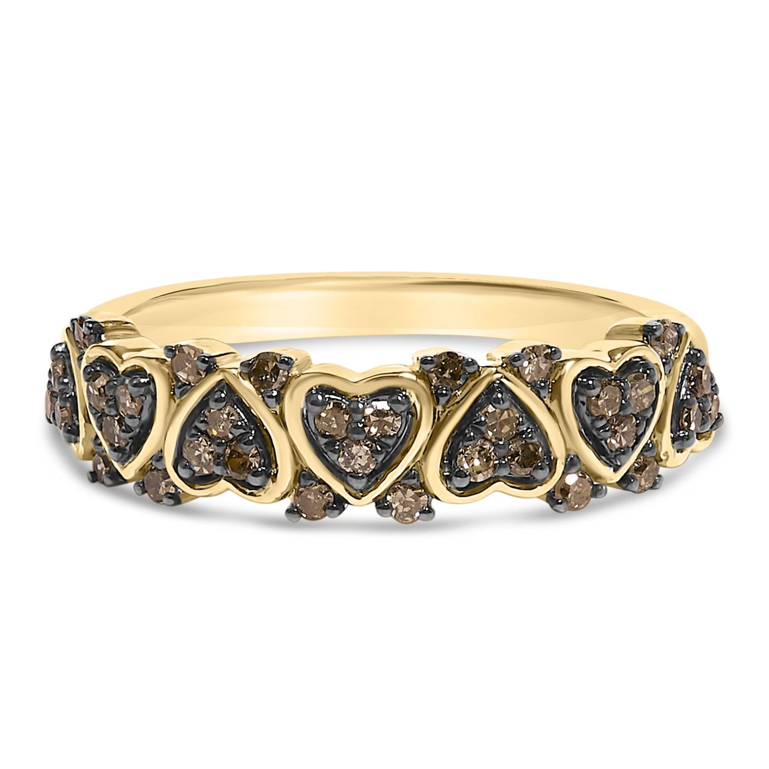 10K Yellow Gold Plated .925 Sterling Silver 1/3 cttw Natural Diamond Band Ring