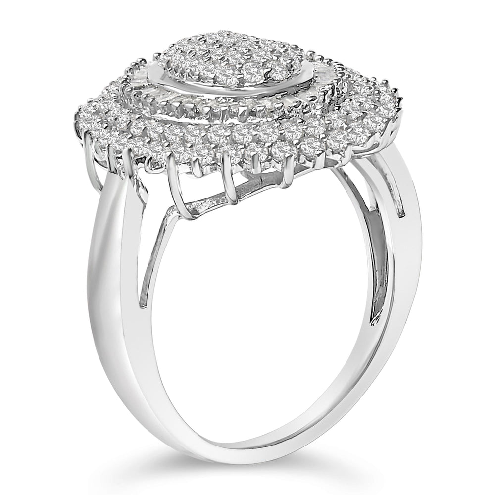 Sterling Silver 2.0 Cttw Diamond Oval Halo Cocktail Ring