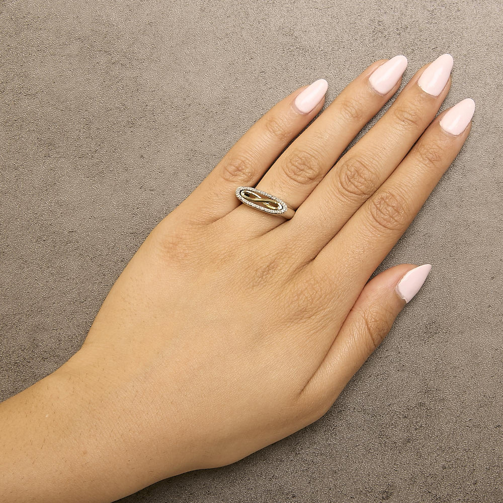 14K Yellow Gold Plated Sterling Silver Diamond Accent Infinity Ring