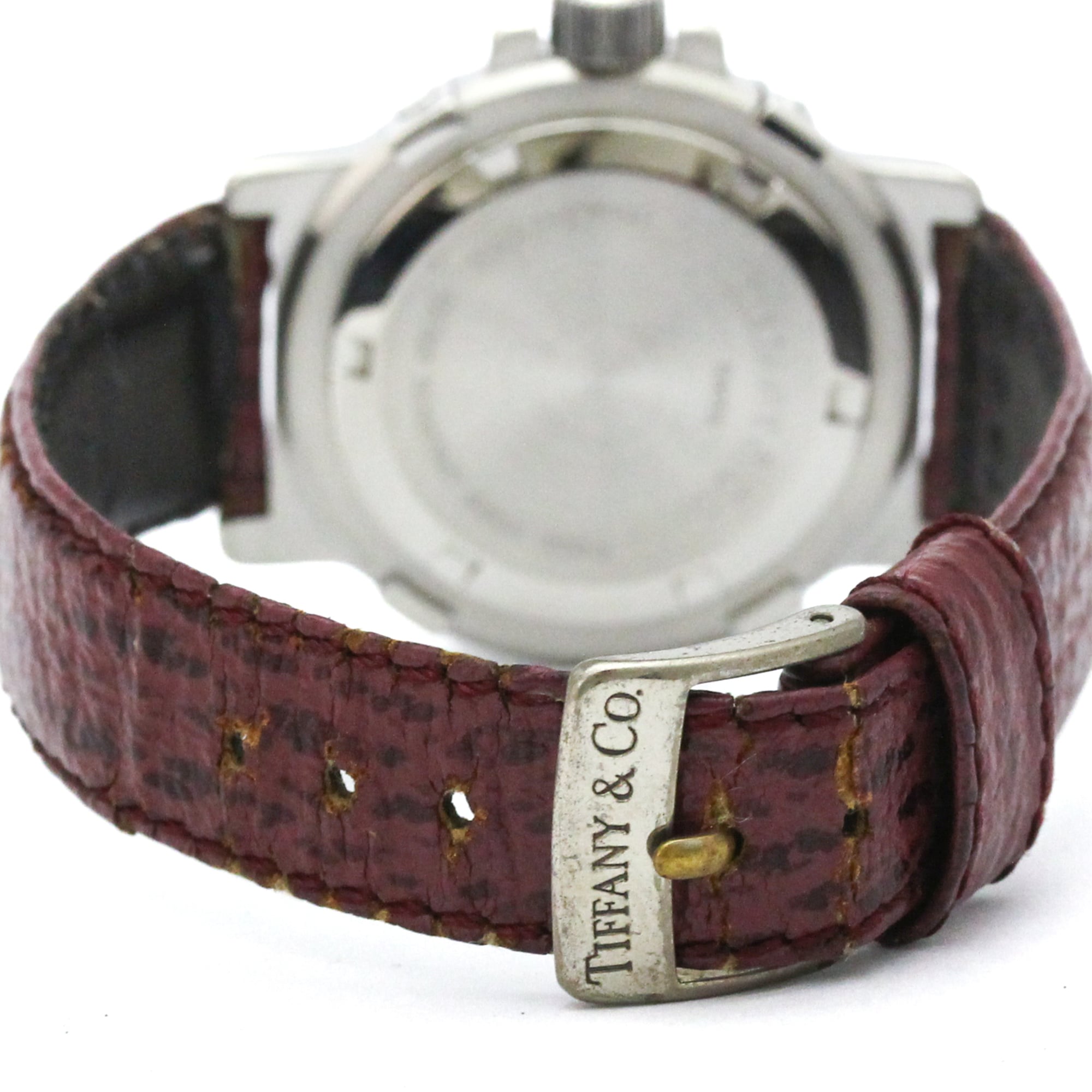 TIFFANY Diver Steel leather Quartz Ladies Watch L0710 Polished — Very Good
