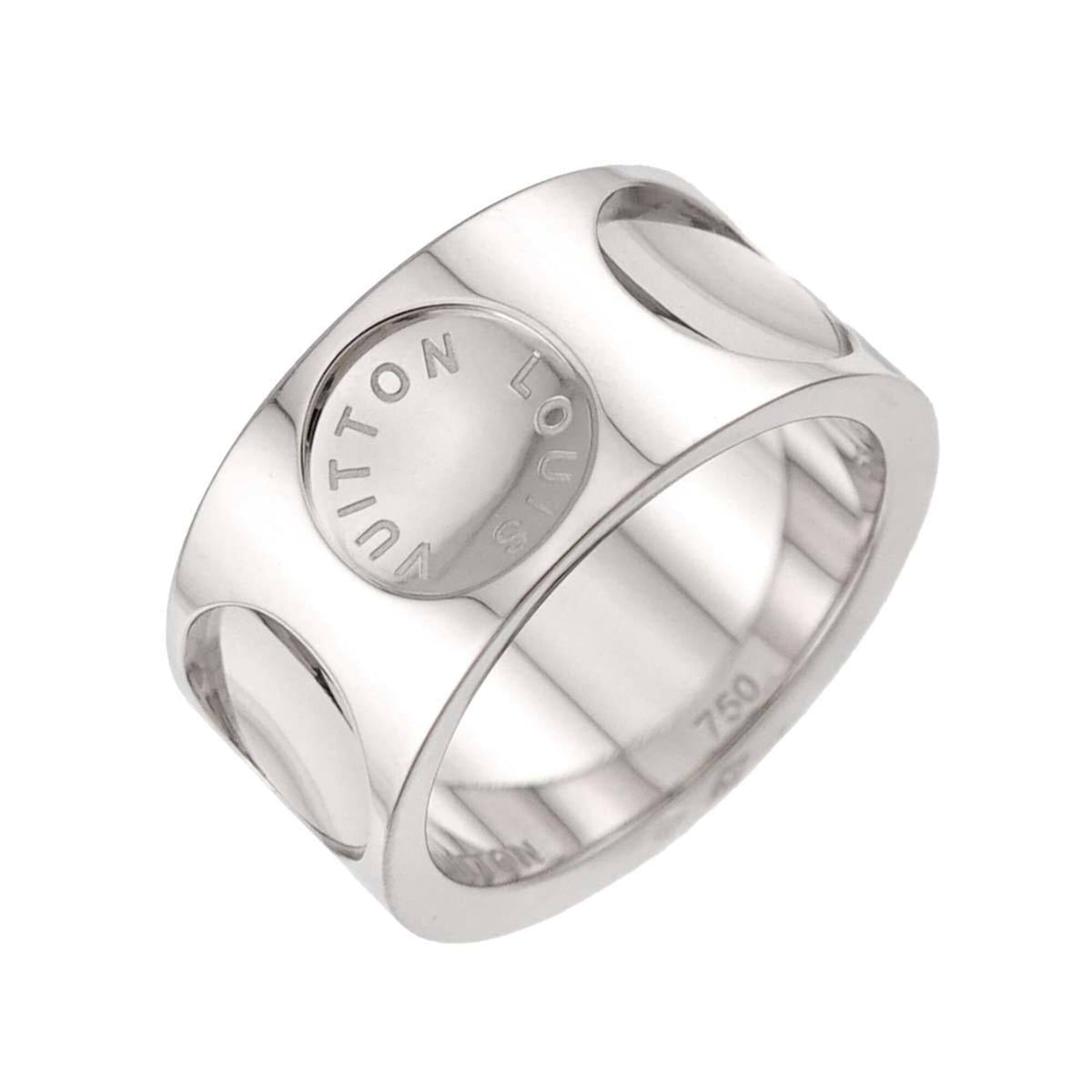 Louis Vuitton Petit Bague Empreinte Ring #53, 18K WG (White Gold 750) — Like New