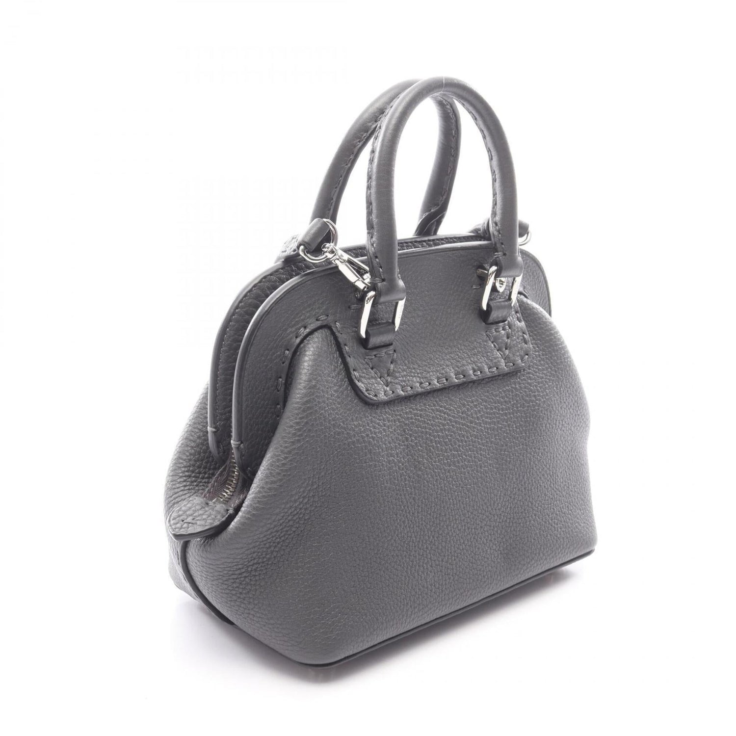 Fendi Selleria Mini Adele 2-Way Handbag, Leather, Women's, Gray (8BN258)