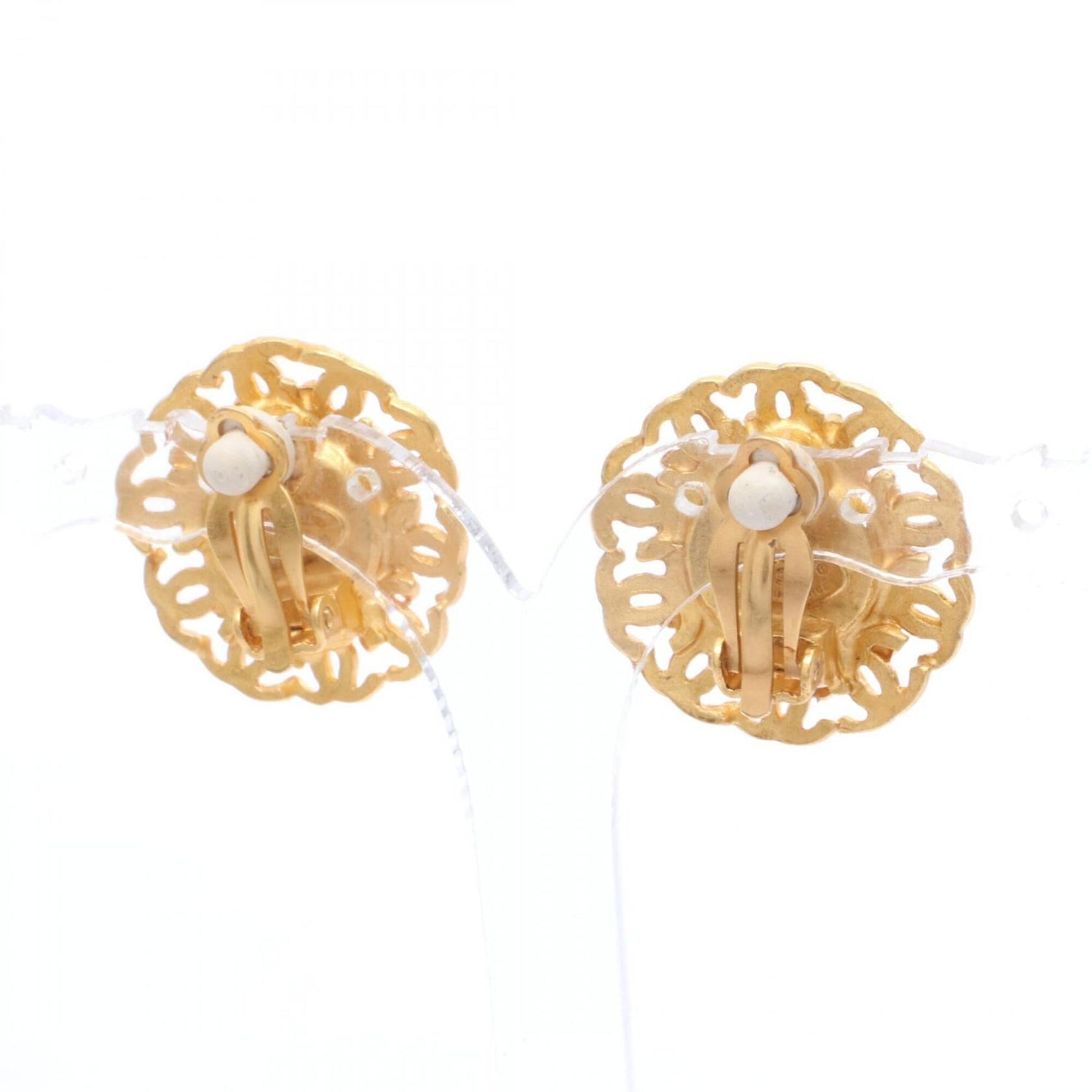 Chanel Coco Mark Circle Earrings, Gold Plated (GP), Women's, Tone